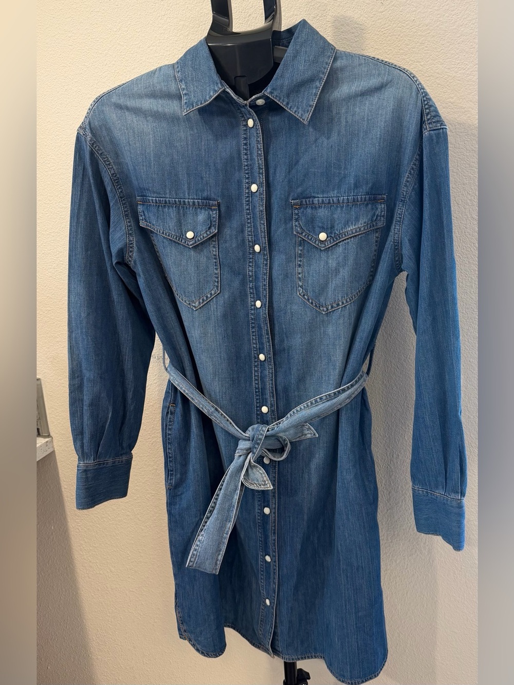 Pendleton Western 100% Cotton Pearl Snap Denim Shirt Dress | Western Cowgirl | S - Picture 2 of 9
